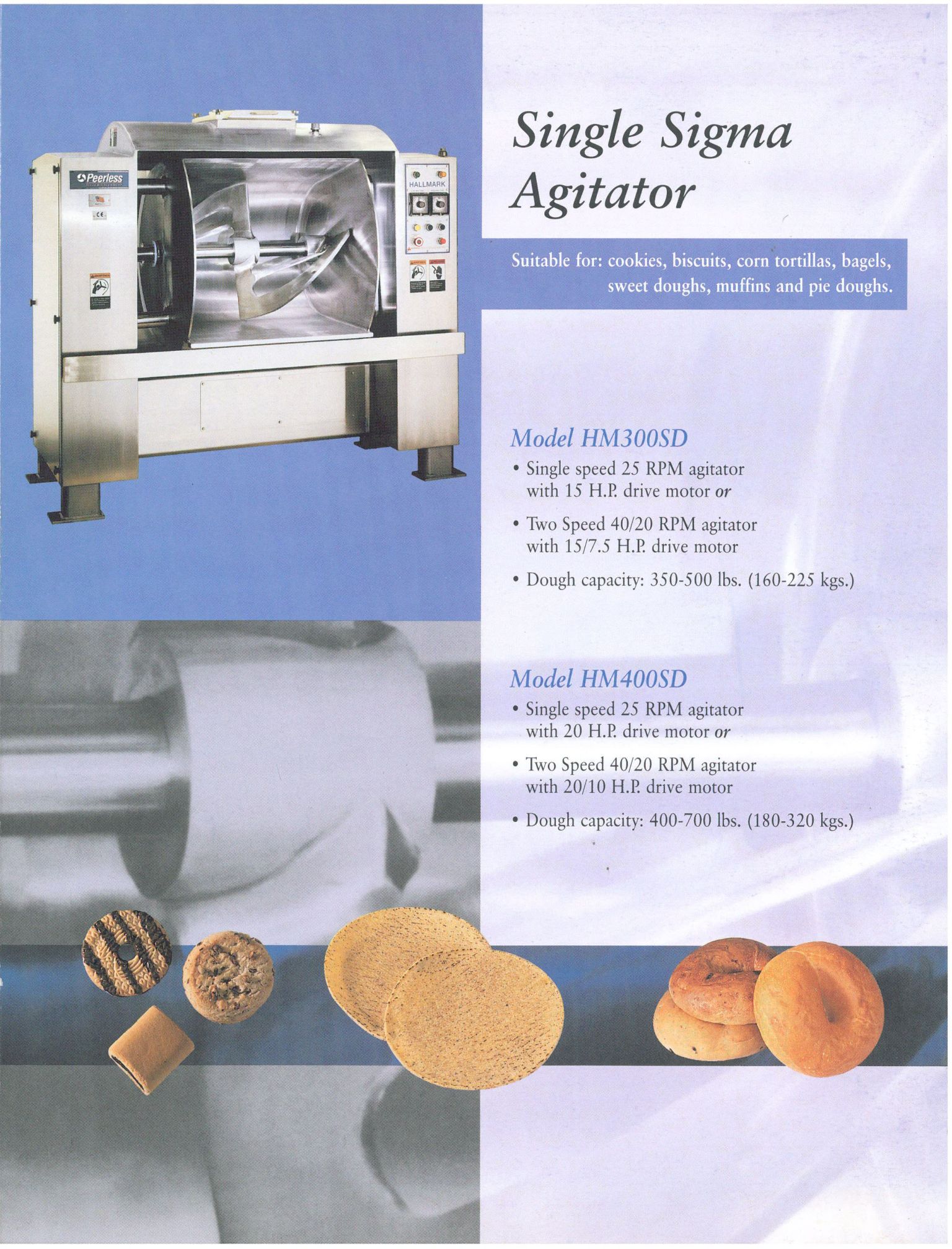 PEERLESS HALLMARK HM300SDS SINGLE ARM SIGMA BAKERY DOUGH MIXER  image 2