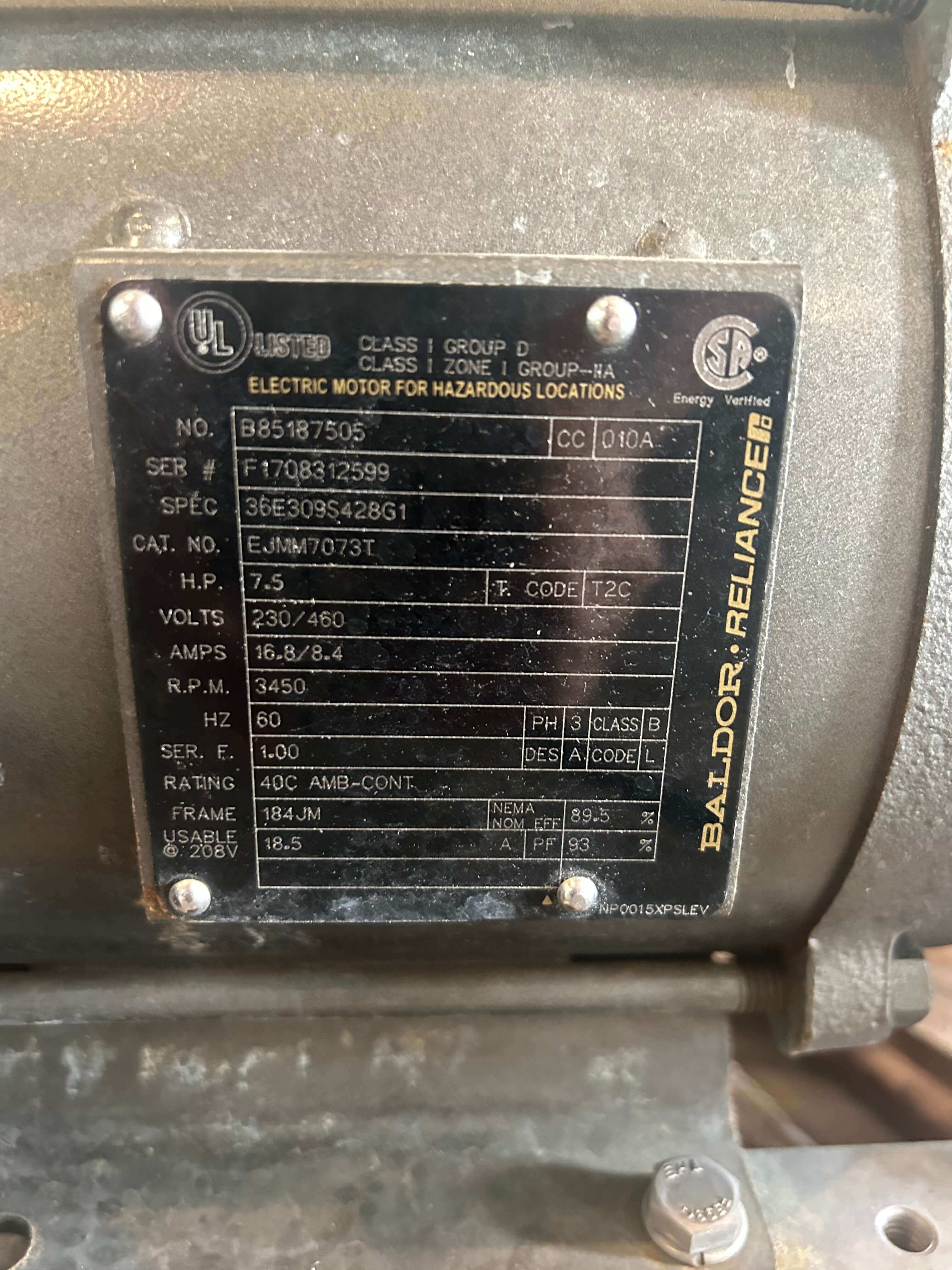 Baldor Reliance 7.5 HP 3 Phase Motor image 2