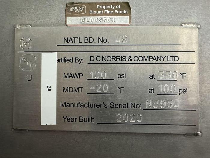 600 gallon Jacketed Hemispherical Kettle (Scrape) image 2