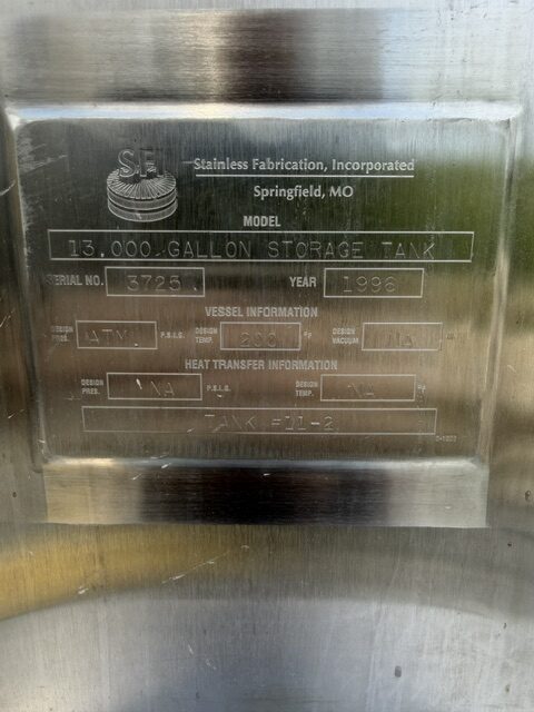 13000 Gallon Stainless Steel Storage Tank image 5
