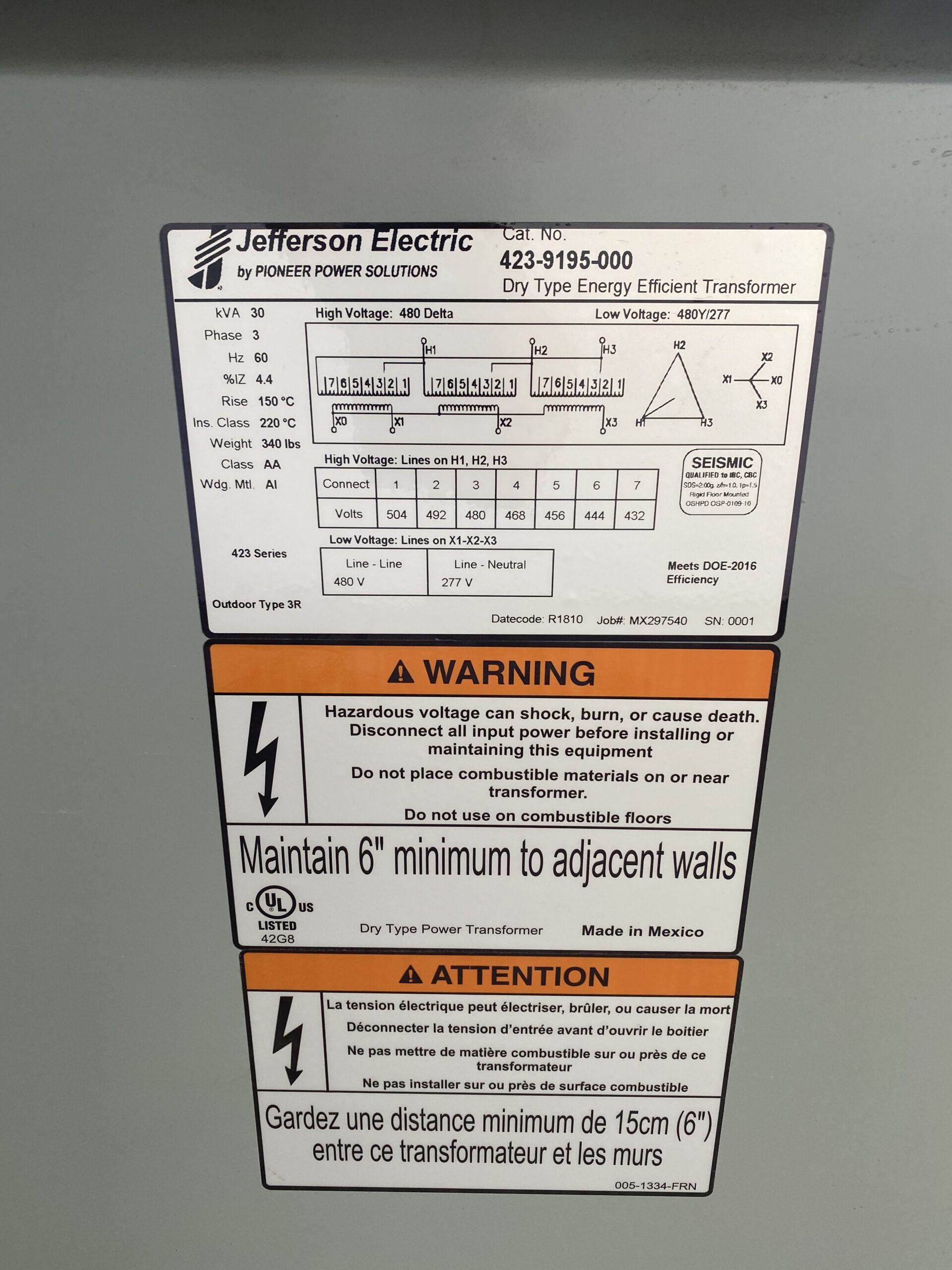 Jefferson Electric 3 Phase Transformer image 2